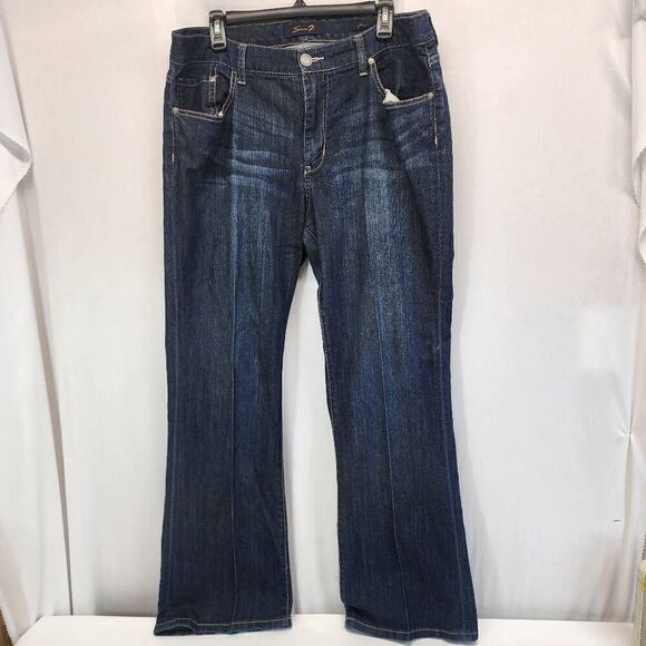 Seven7 Women's Size 16 Flare Denim Blue Jeans Plus Western Cowboy Boots - Picture 1 of 10
